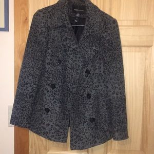 Patterned pea coat. Perfect with fashion boots!